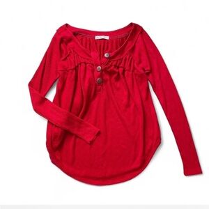 We The Free Cherry Button-Up Top